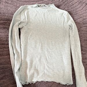 Only Light Gray Ribbed Long Sleeve Top